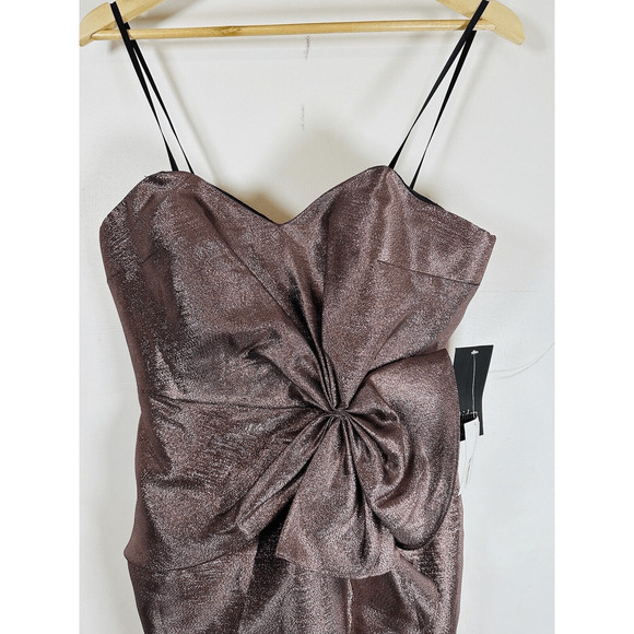 Aidan Mattox Women's Pink Strapless Bow Jacquard‎ Metallic Mini Dress Size 6 NWT - Picture 5 of 16